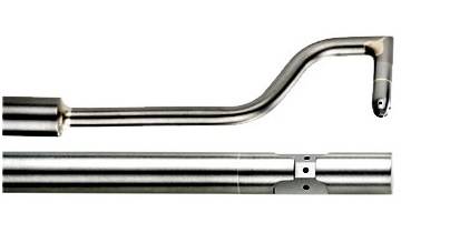 پروب پنج‌سوراخه C-شکل با نوک نیم‌کروی در کنار پروب پنج‌سوراخه مستقیم با نوک منشوری (جهت محور پروب عمود بر جهت جریان) (ساخت یونایتد سنسور)